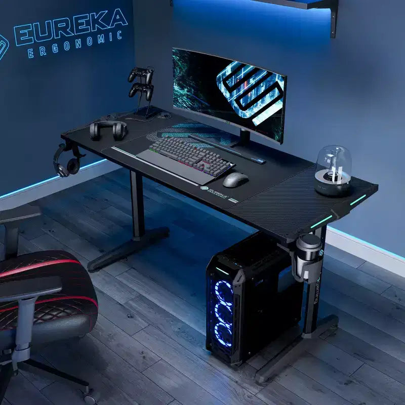 Scrivania da Gaming con Accessori Integrati, 147 x 58 x 79 cm, Nera