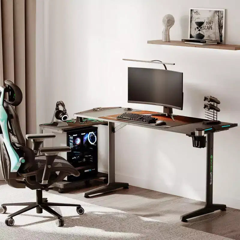 Scrivania da Gaming con Accessori Integrati, 147 x 58 x 79 cm, Nera