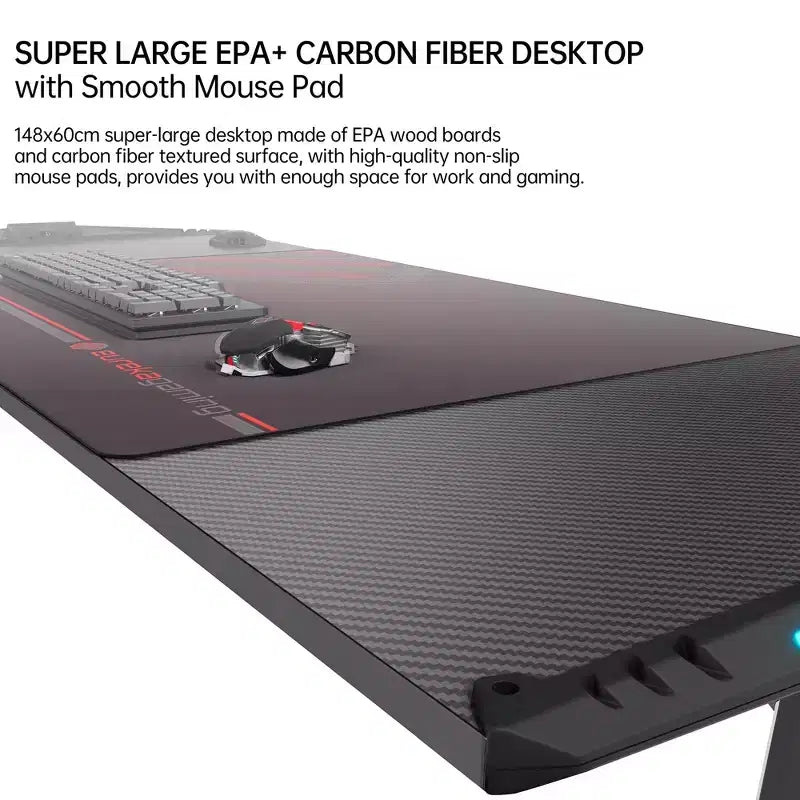 Scrivania da Gaming con Accessori Integrati, 147 x 58 x 79 cm, Nera