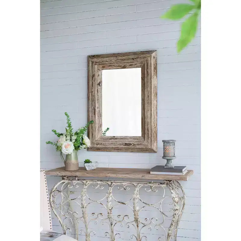Specchio da parete rettangolare 39 x 30 pollici con cornice in legno