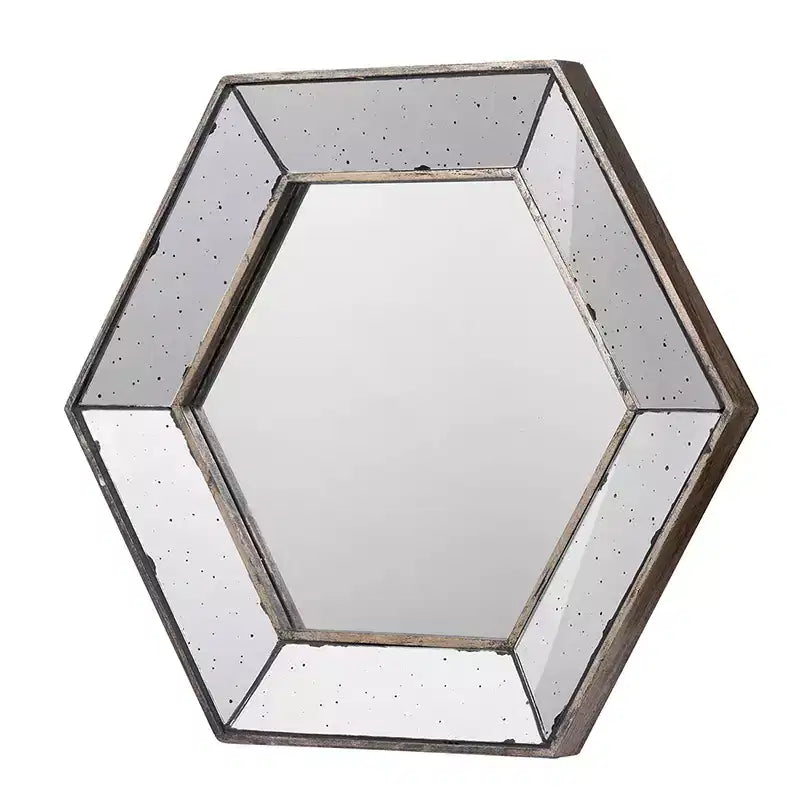 Specchio da parete ottagonale con cornice argentata, 20,5 x 18 pollici
