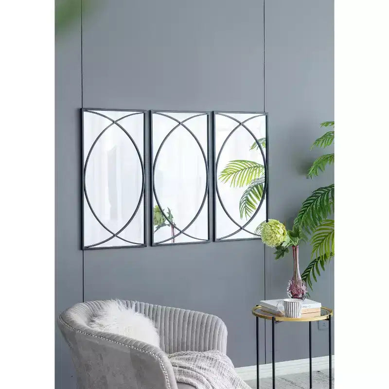 32 Inch Rectangular Wall Mirror with Black Frame