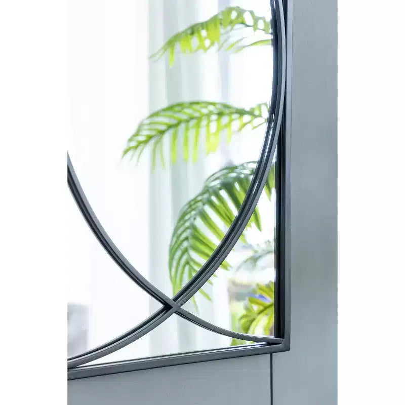 Set di 3 Specchi da Parete Ottagonali con Cornice in Ferro Nero