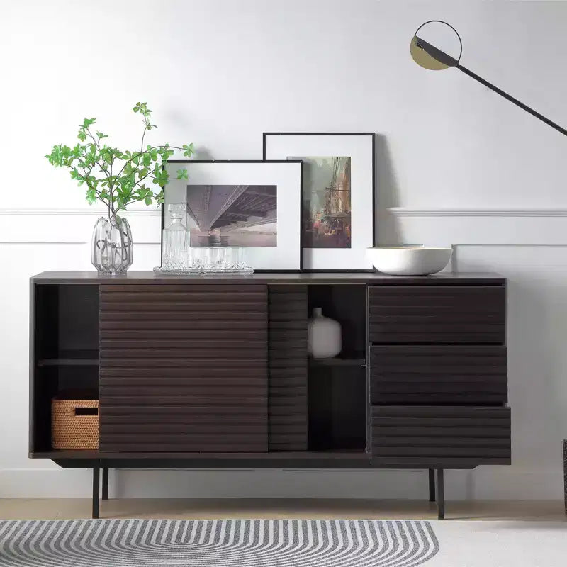 Credenza moderna di metà secolo da 62 pollici con 3 cassetti e 2 ripiani