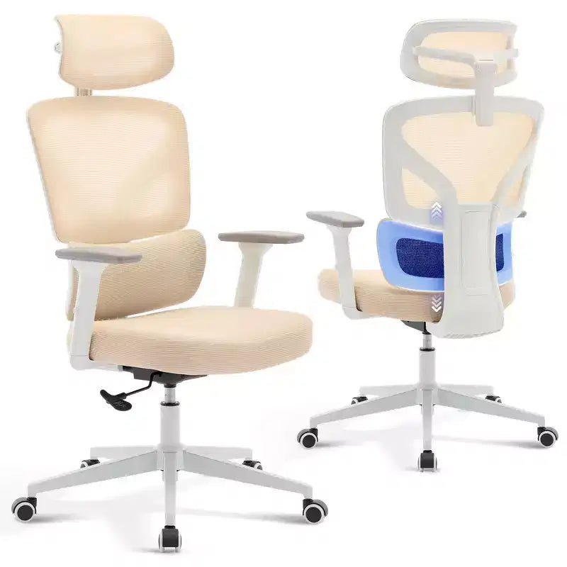 Sedia da ufficio con schienale alto in rete, supporto lombare regolabile e braccioli 3D