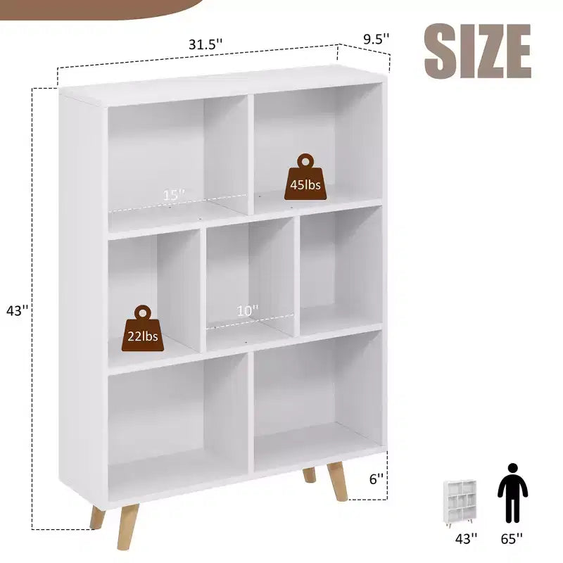 Libreria a 3 ripiani con gambe – Scaffale aperto in legno stile retrò per camera da letto e soggiorno