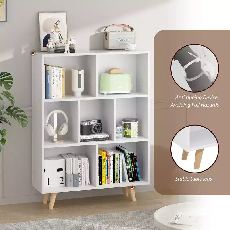 Libreria a 3 ripiani con gambe – Scaffale aperto in legno stile retrò per camera da letto e soggiorno