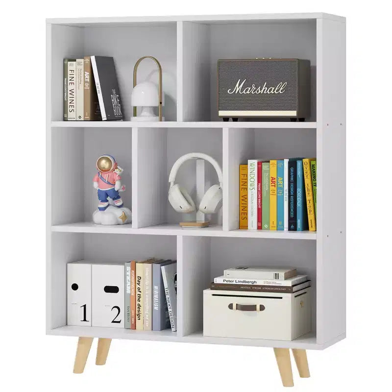 Libreria a 3 ripiani con gambe – Scaffale aperto in legno stile retrò per camera da letto e soggiorno