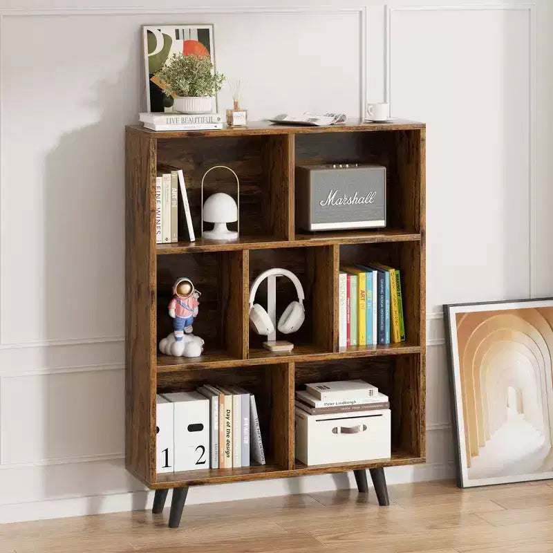 Libreria a 3 ripiani con gambe – Scaffale aperto in legno stile retrò per camera da letto e soggiorno