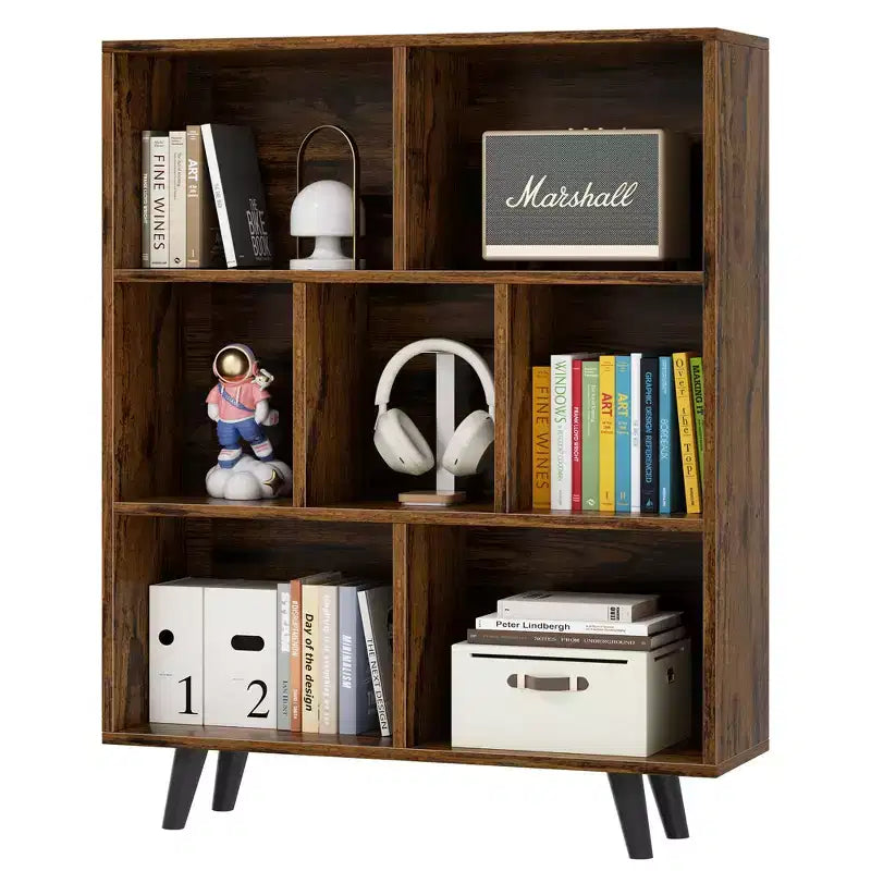 Libreria a 3 ripiani con gambe – Scaffale aperto in legno stile retrò per camera da letto e soggiorno