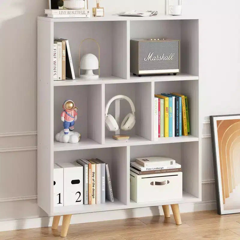Libreria a 3 ripiani con gambe – Scaffale aperto in legno stile retrò per camera da letto e soggiorno
