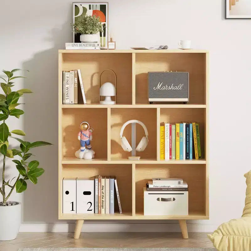 Libreria a 3 ripiani con gambe – Scaffale aperto in legno stile retrò per camera da letto e soggiorno