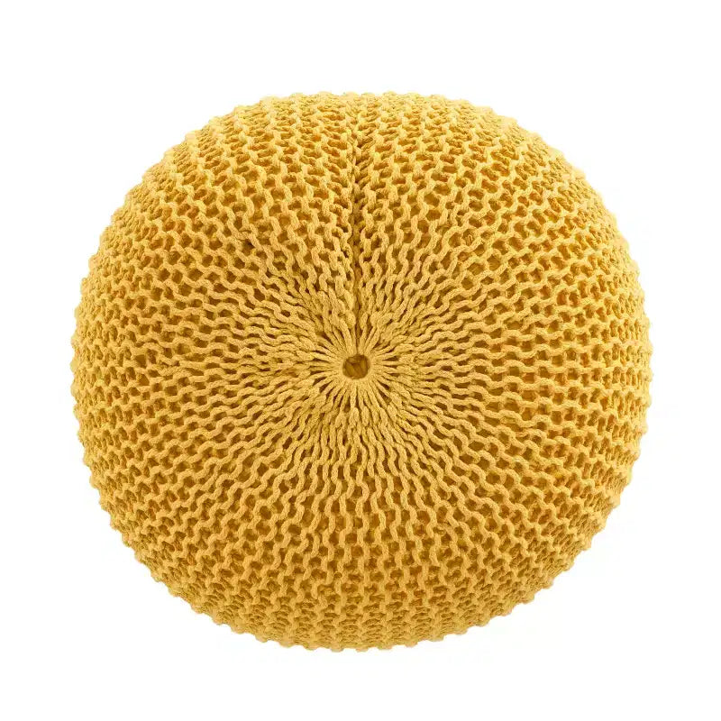 Pouf Ottomano Rotondo in Maglia da 20" – Piccolo Cuscino da Pavimento Poggiapiedi per Soggiorno, Camera da Letto e Ingresso