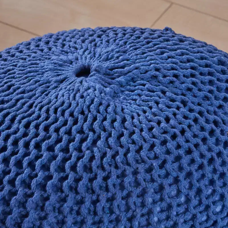 Pouf Ottomano Rotondo in Maglia da 20" – Piccolo Cuscino da Pavimento Poggiapiedi per Soggiorno, Camera da Letto e Ingresso