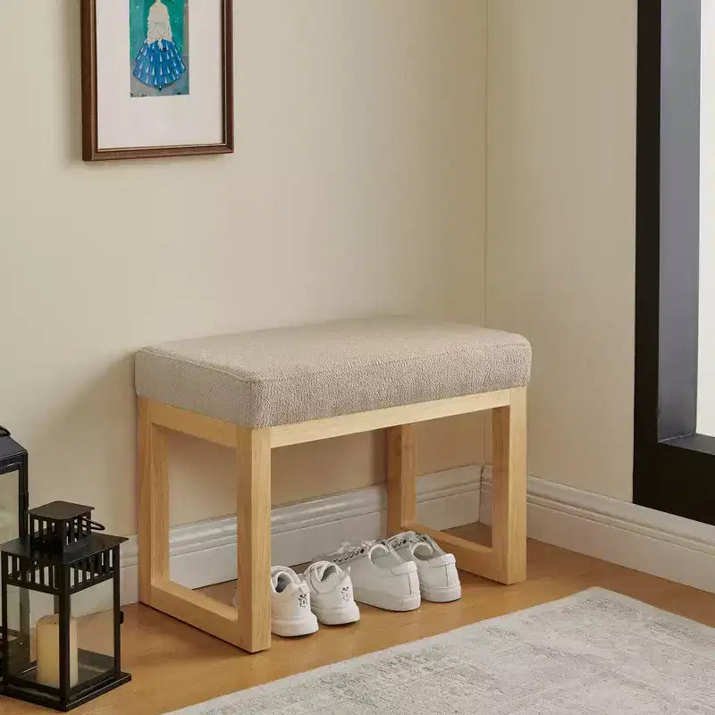Panca Pouf Contenitore Moderna con Struttura in Legno Massello