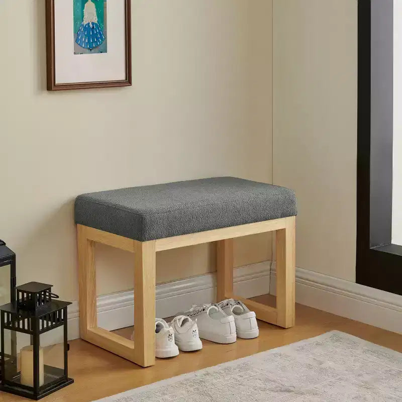 Panca Pouf Contenitore Moderna con Struttura in Legno Massello