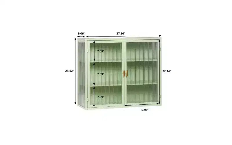 Mobile credenza a 3 ripiani con struttura in ferro e ante in vetro temperato