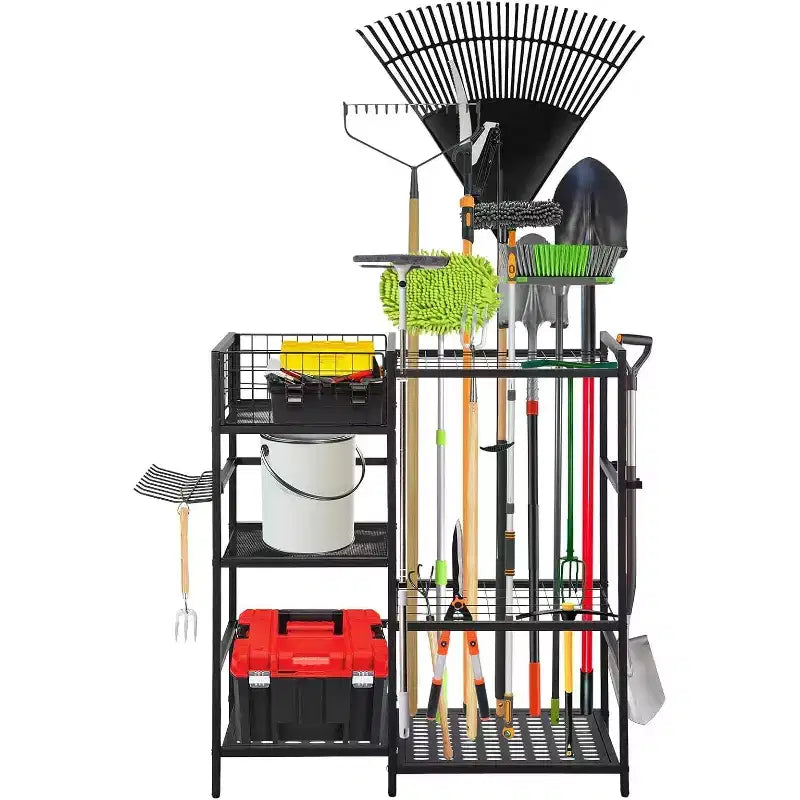 Organizer per attrezzi da giardino a 3 livelli con 35 scomparti e ganci – Porta attrezzi in acciaio per garage, capanno e giardino