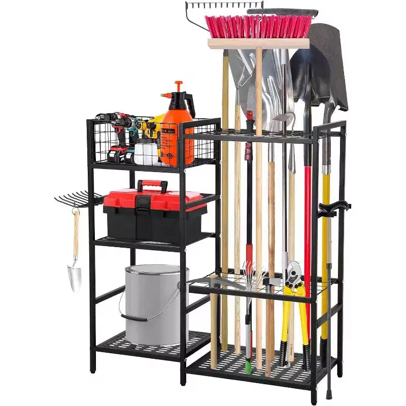 Organizer per attrezzi da giardino a 3 livelli con 35 scomparti e ganci – Porta attrezzi in acciaio per garage, capanno e giardino