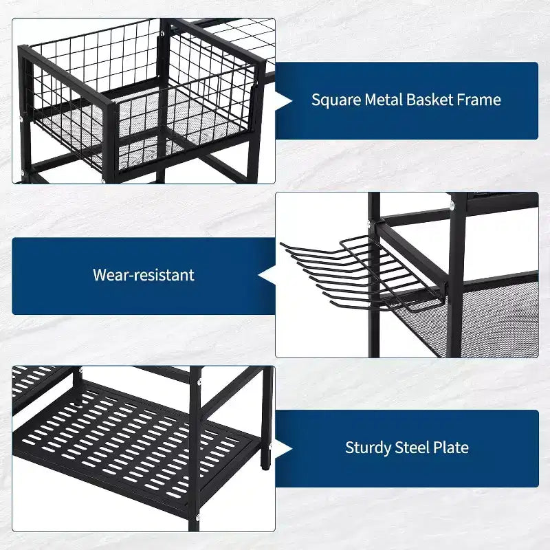 Organizer per attrezzi da giardino a 3 livelli con 35 scomparti e ganci – Porta attrezzi in acciaio per garage, capanno e giardino