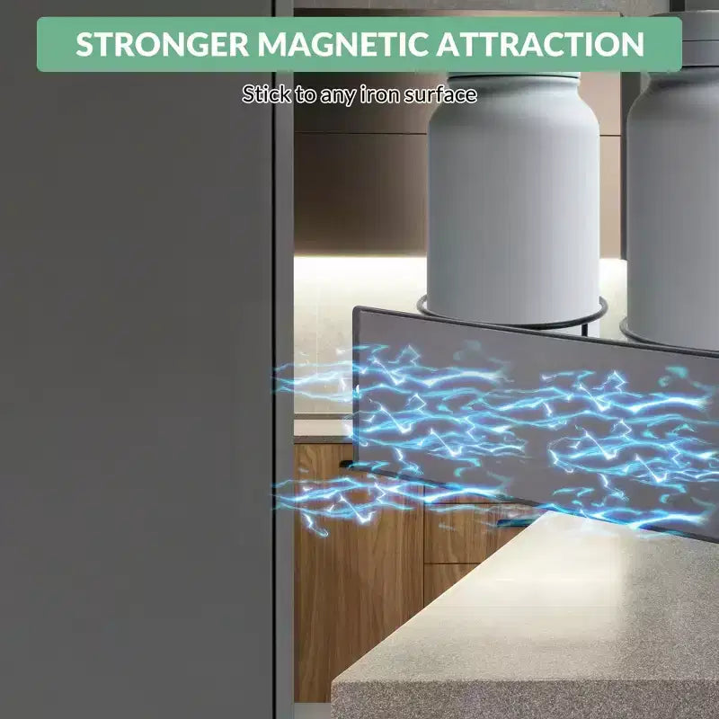 Organizzatore Magnetico per Tazze con Ganci per Coperchio e Porta Cannucce, Acciaio Nero