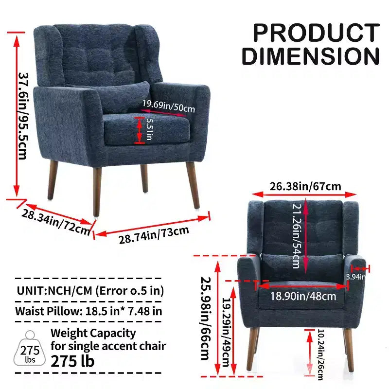 Poltroncina d'accento in ciniglia con cuscino decorativo e gambe affusolate in legno