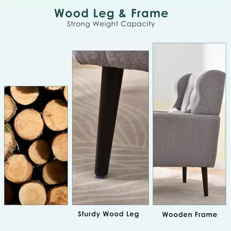 Poltroncina d'accento in ciniglia con cuscino decorativo e gambe affusolate in legno