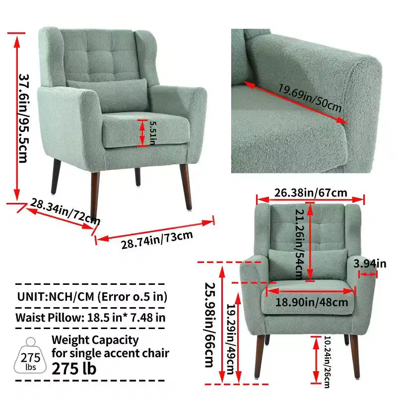 Poltroncina d'accento in ciniglia con cuscino decorativo e gambe affusolate in legno
