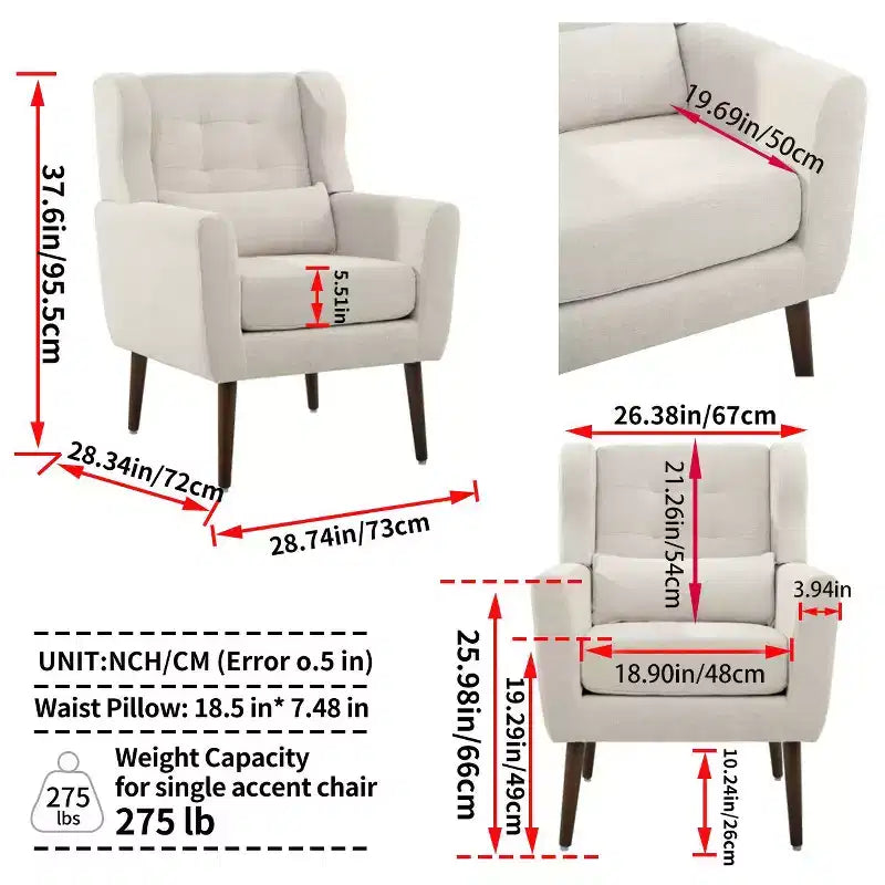 Poltroncina d'accento in ciniglia con cuscino decorativo e gambe affusolate in legno