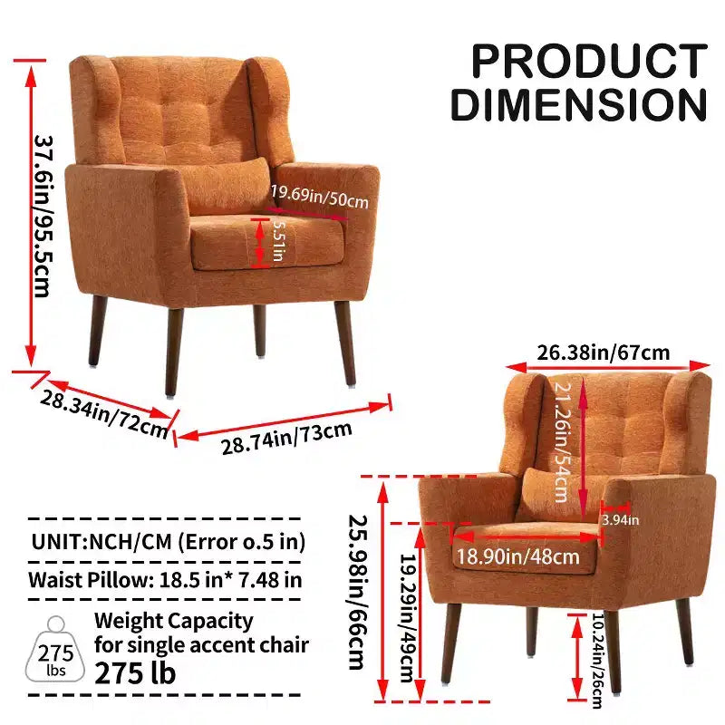 Poltroncina d'accento in ciniglia con cuscino decorativo e gambe affusolate in legno