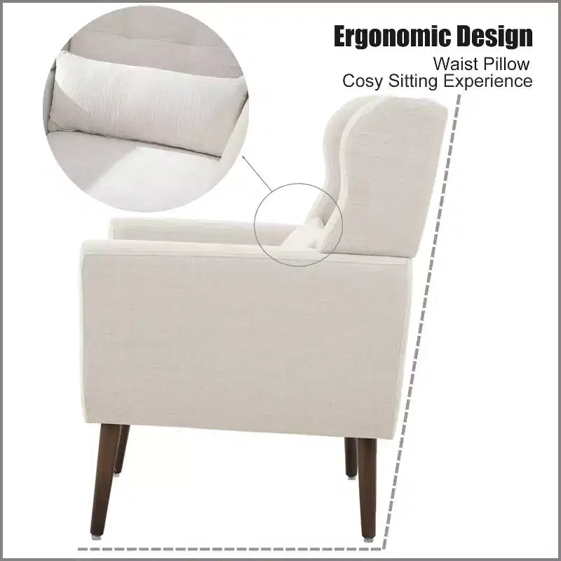 Poltroncina d'accento in ciniglia con cuscino decorativo e gambe affusolate in legno