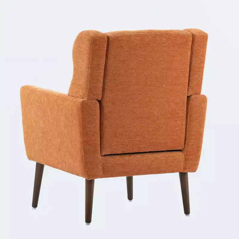 Poltroncina d'accento in ciniglia con cuscino decorativo e gambe affusolate in legno