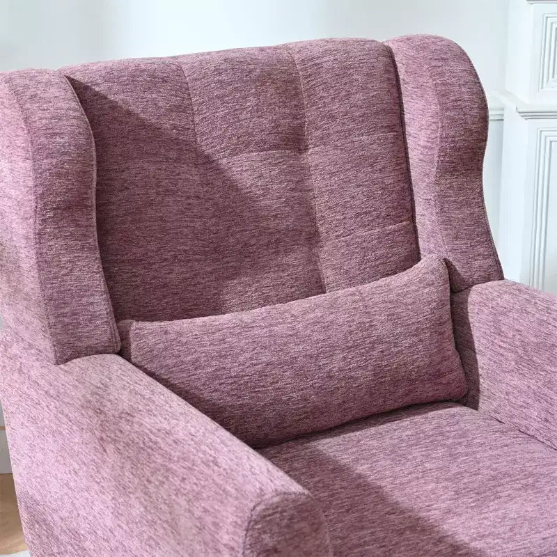 Poltroncina d'accento in ciniglia con cuscino decorativo e gambe affusolate in legno