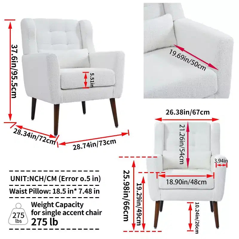 Poltroncina d'accento in ciniglia con cuscino decorativo e gambe affusolate in legno