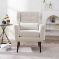 Poltroncina d'accento in ciniglia con cuscino decorativo e gambe affusolate in legno