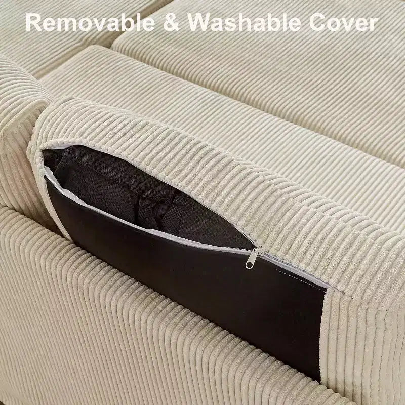 Divano Letto Estraibile a 4 Posti da 267 cm con Contenitore, Tasche Laterali e Schienale Regolabile