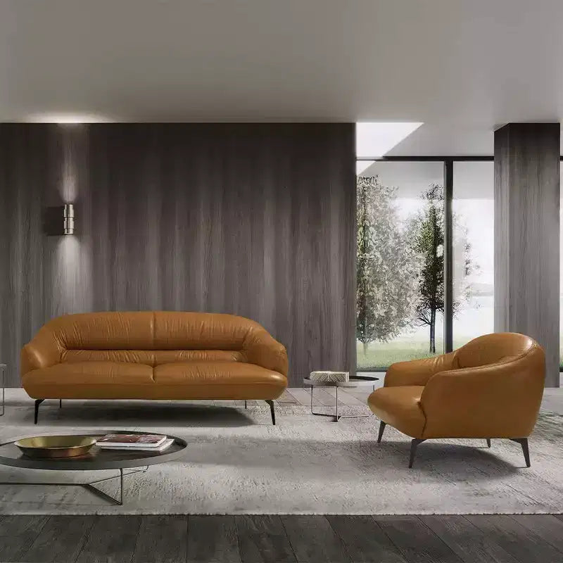 Divanetto a 2 posti da 66" in pelle color cognac