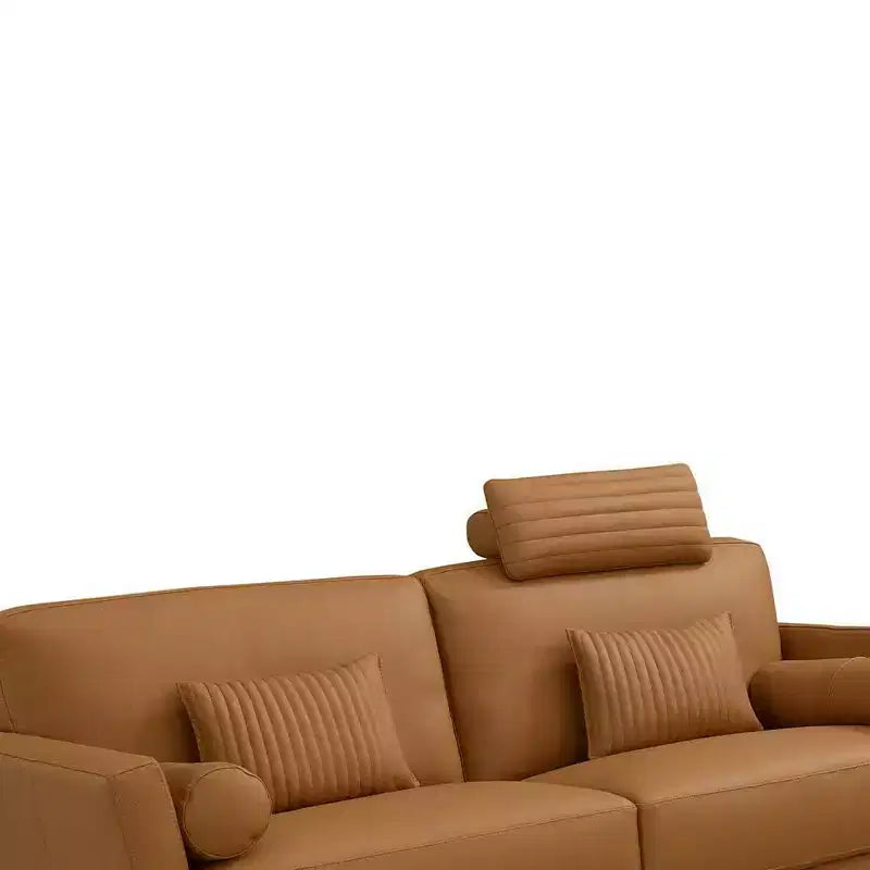 Divanetto in pelle color cuoio 68"