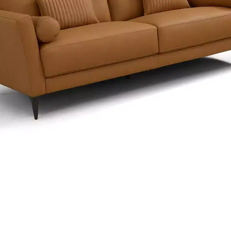 Divanetto in pelle color cuoio 68"