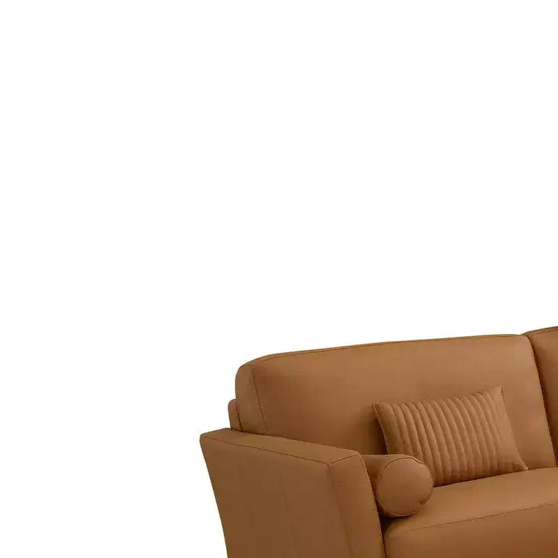 Divanetto in pelle color cuoio 68"