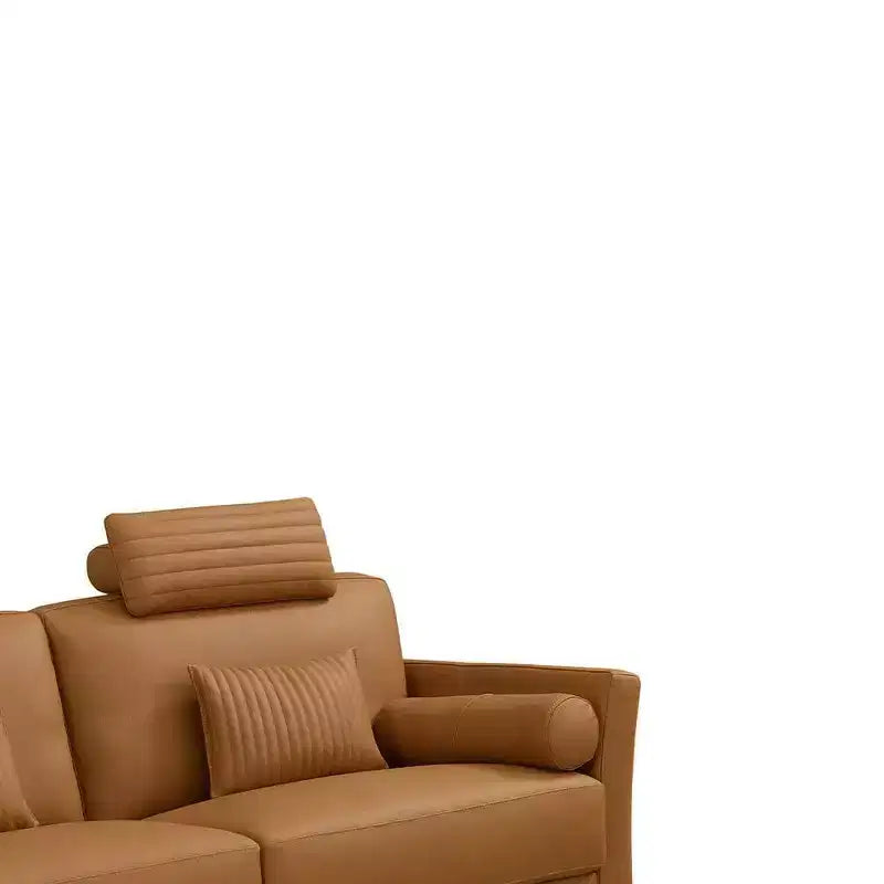 Divanetto in pelle color cuoio 68"