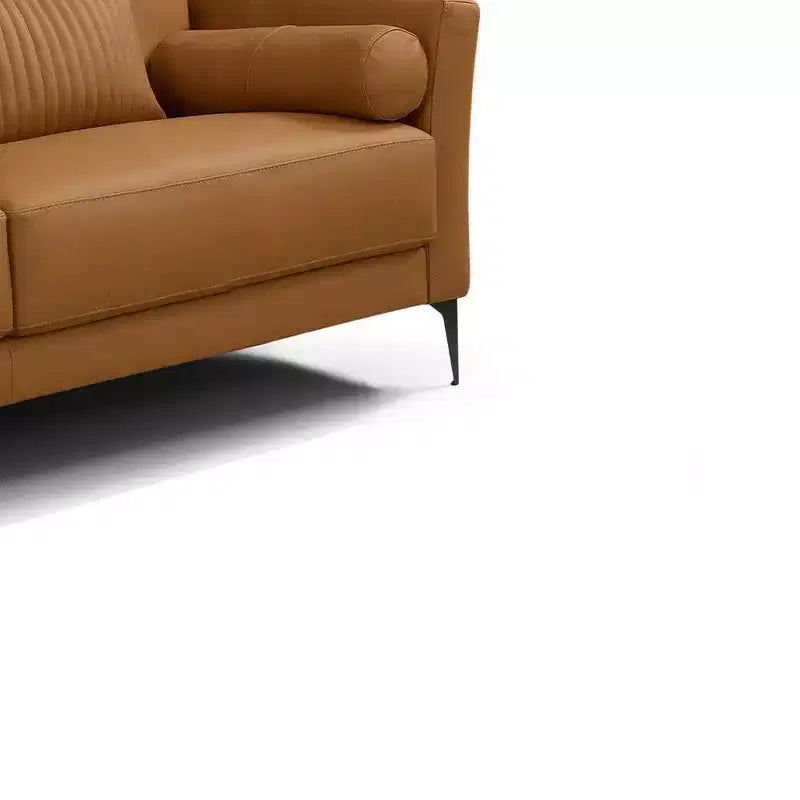 Divanetto in pelle color cuoio 68"