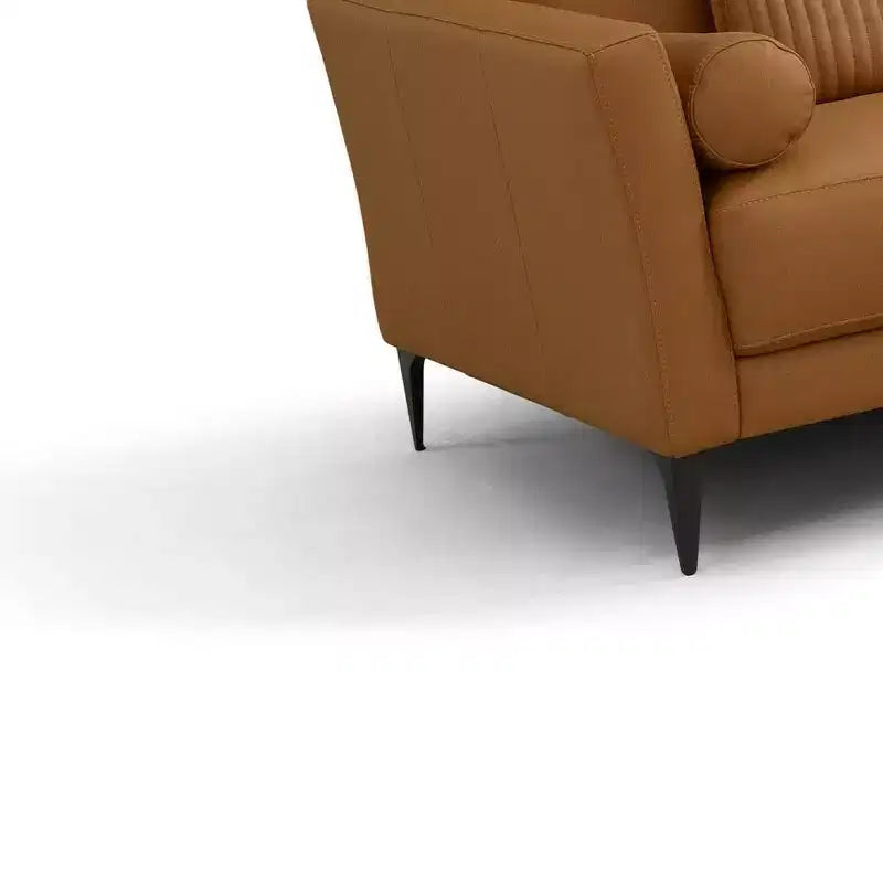 Divanetto in pelle color cuoio 68"