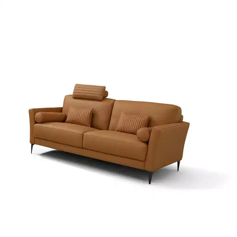 Divanetto in pelle color cuoio 68"