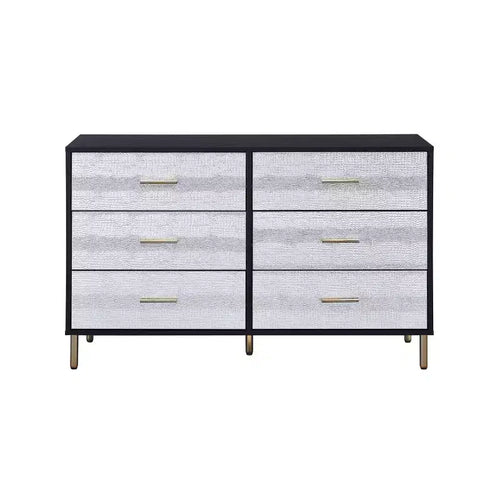 47" Myles Decorative Storage Drawers Black, Silver and Gold Finish - Acme Furniture: 5-Drawer Wood Composite, No Assembly Required