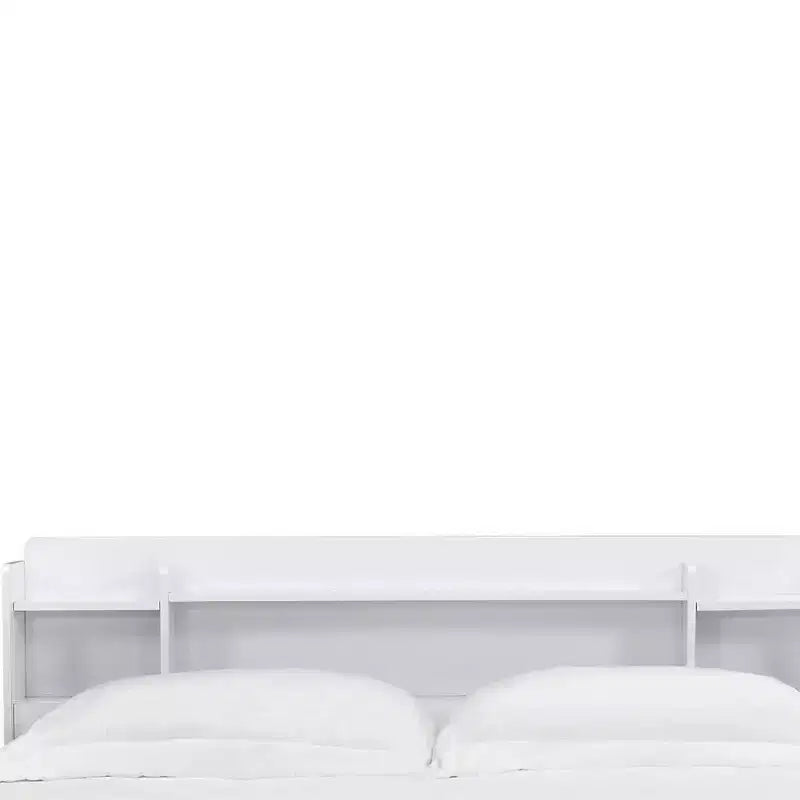 Letto matrimoniale con testiera contenitore – Finitura bianca