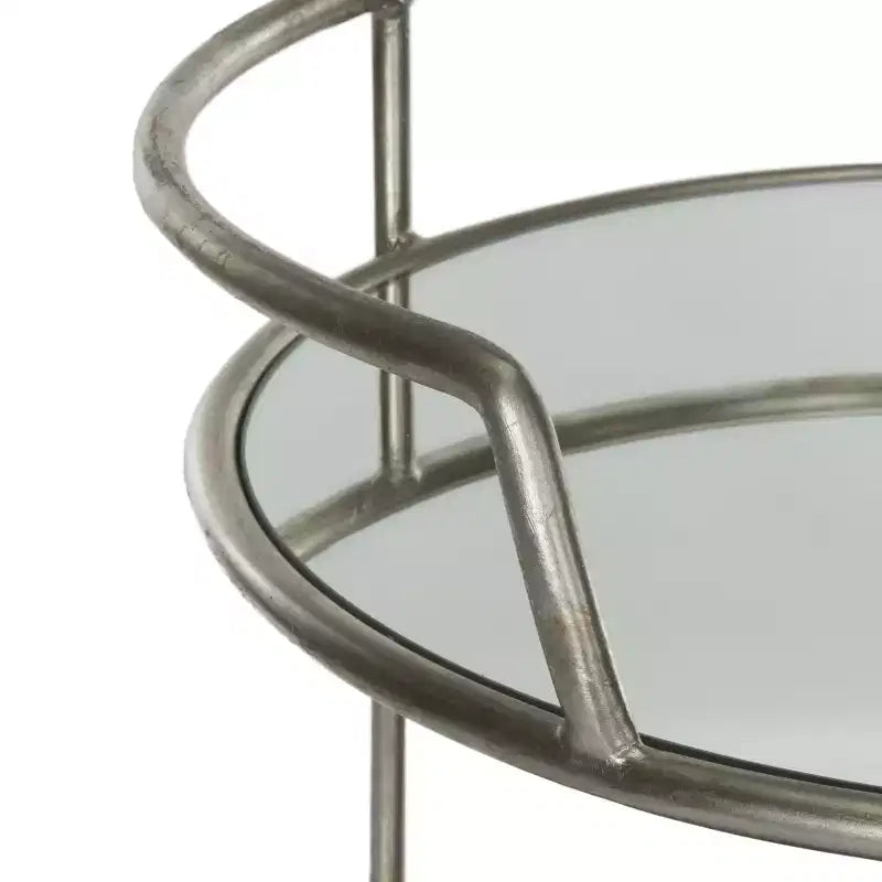 Carrello di servizio a 3 ripiani in ferro con ripiani in vetro a specchio e ruote