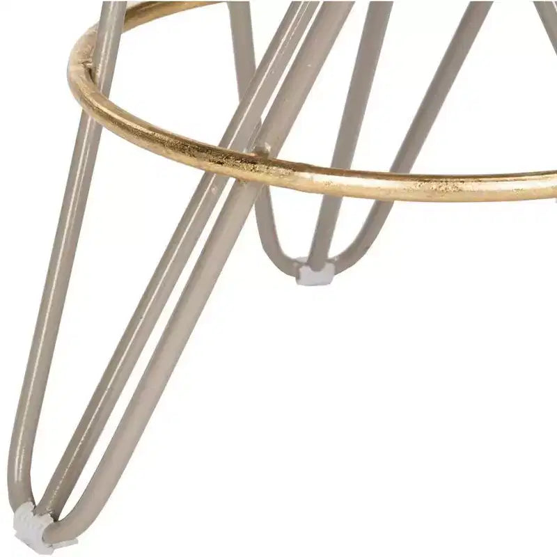 Sgabello da bancone in ferro con foglie d'oro