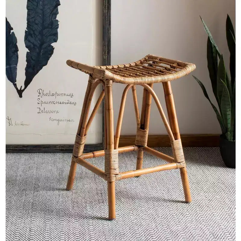 Sgabello da bancone in rattan