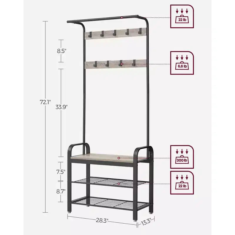 Appendiabiti da ingresso con scarpiera - Greige e nero